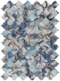 Clam Aladdin Blue Glossy Arabesque Glass Mosaic Wall Tile