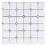 Precious Stone Clipped Milky White Honed Square Marble Mosaic Tile-Marble Mosaic-American Tile Depot