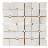 Precious Stone Clipped Wooden White Honed Square Marble Mosaic Tile