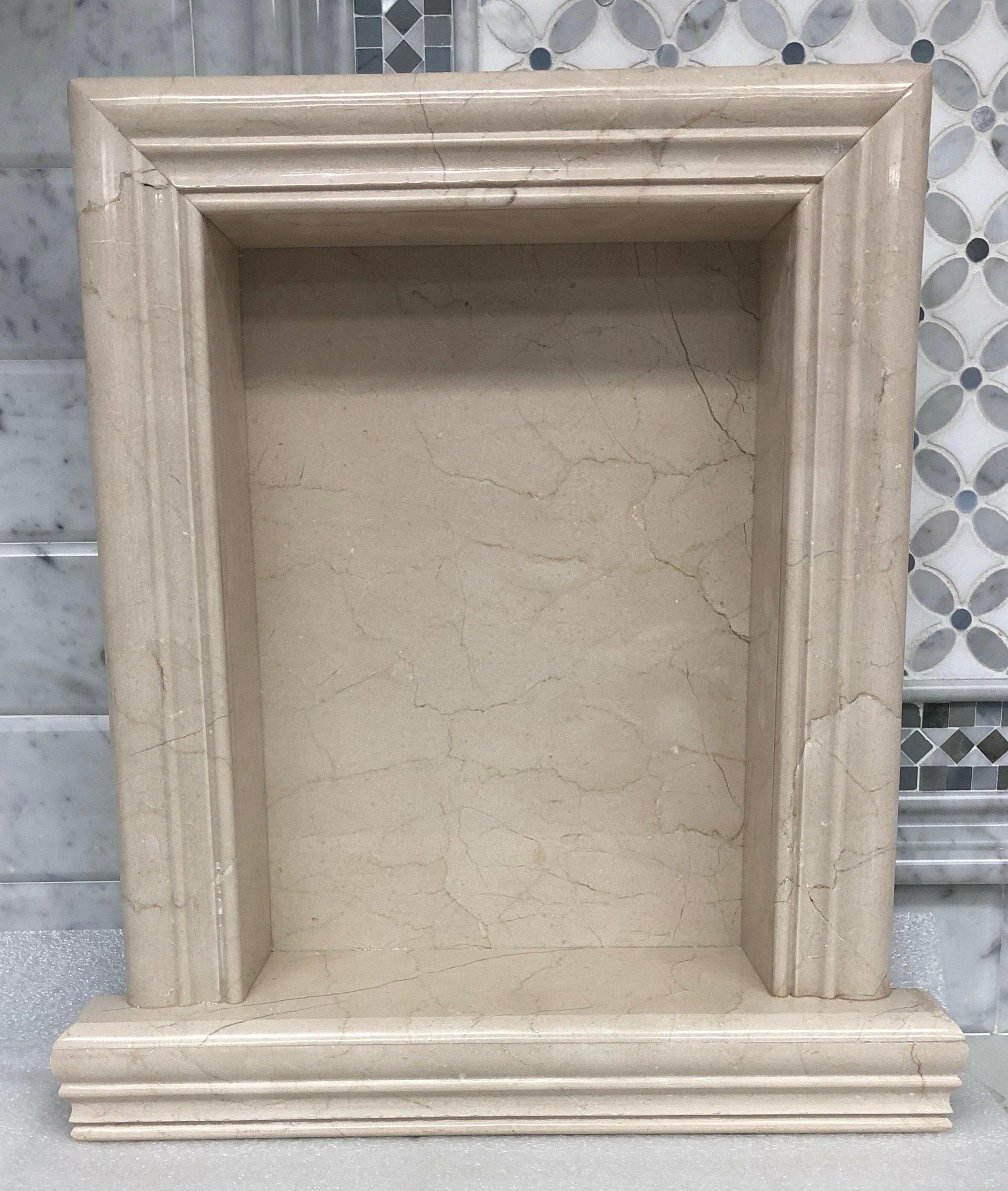 Crema Marfil Marble Hand-Made Custom Shampoo Niche / Shelf - LARGE - Polished-Accessories-American Tile Depot