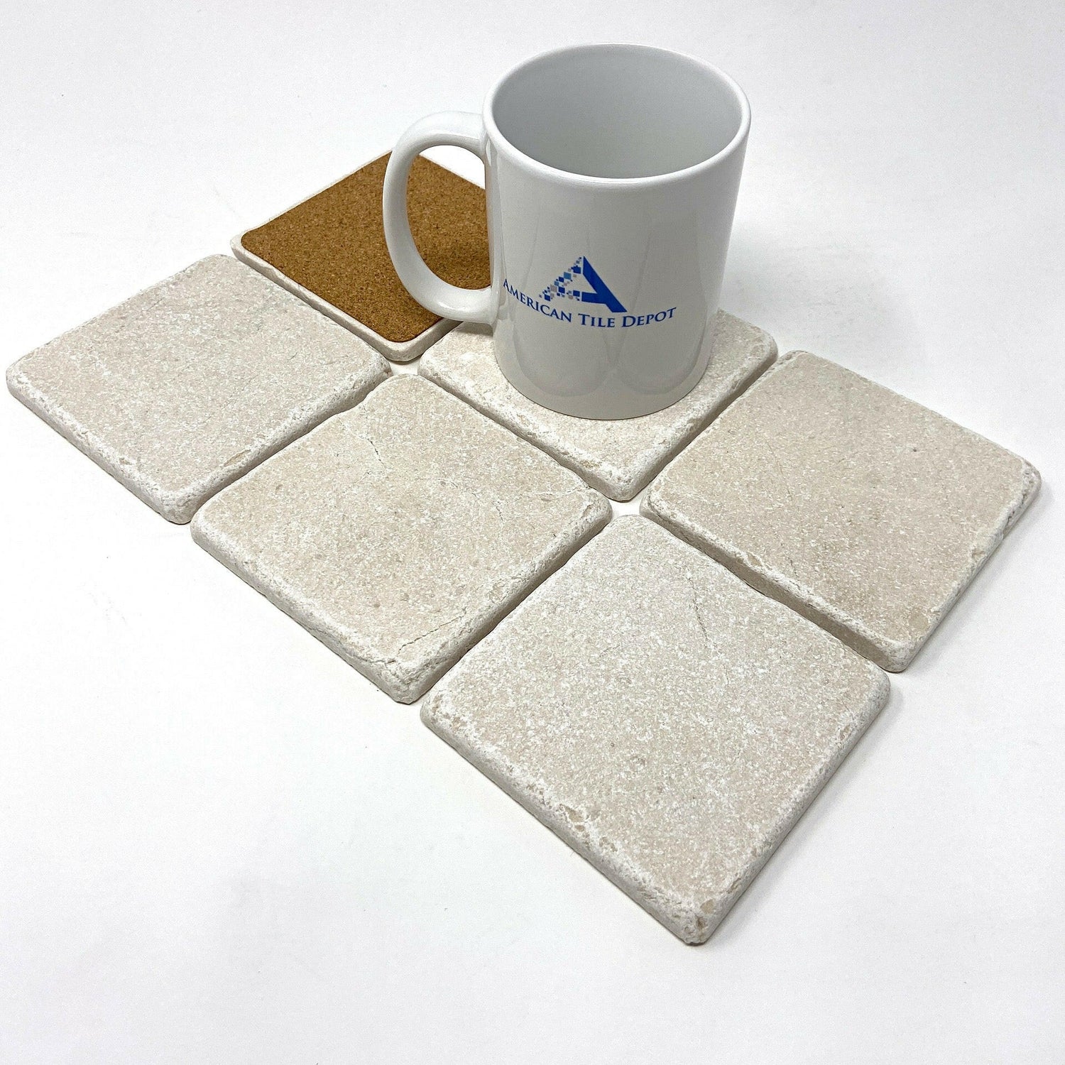 Crema Marfil Marble Handmade Coasters - Set of 6-Marble Coasters-American Tile Depot