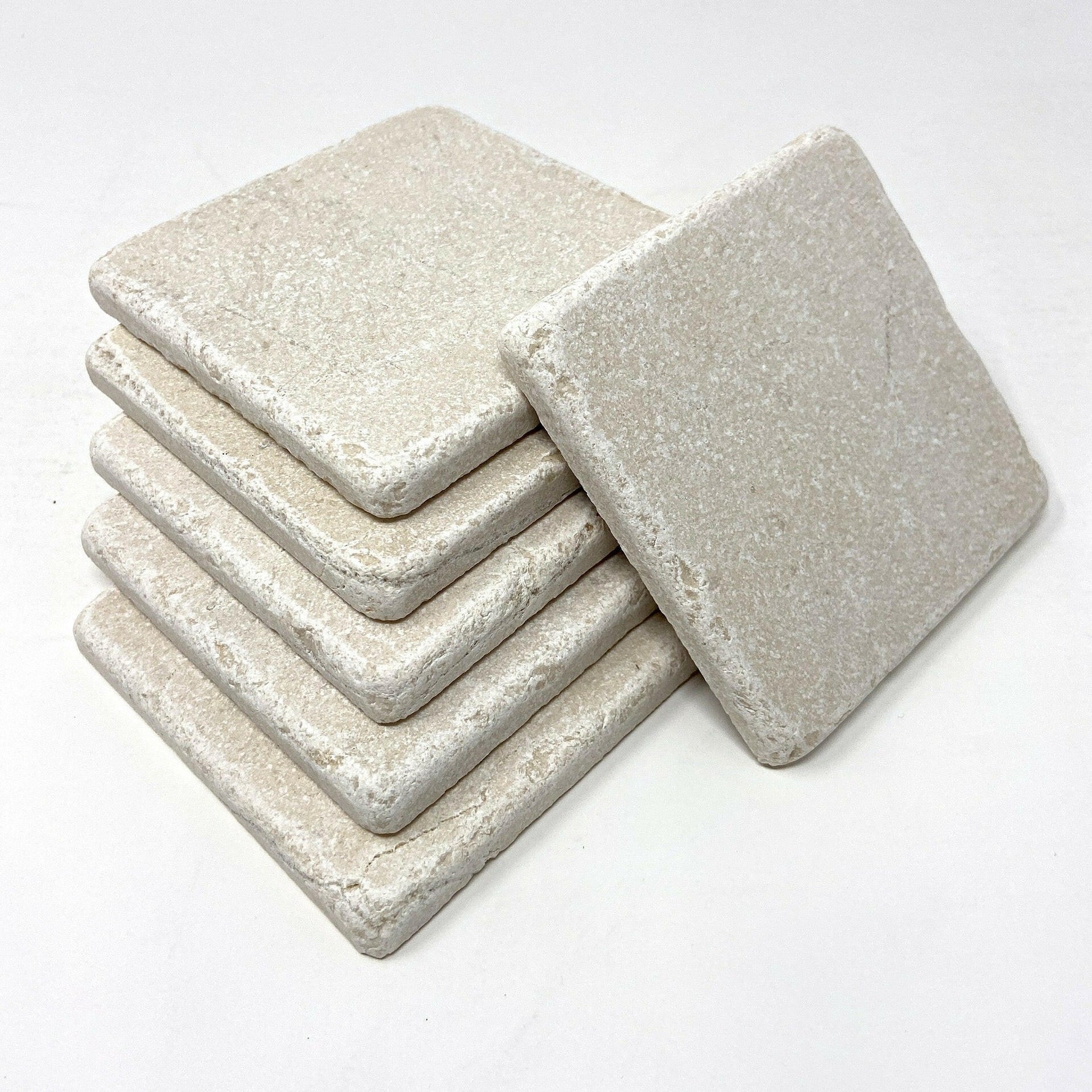 Crema Marfil Marble Handmade Coasters - Set of 6-Marble Coasters-American Tile Depot