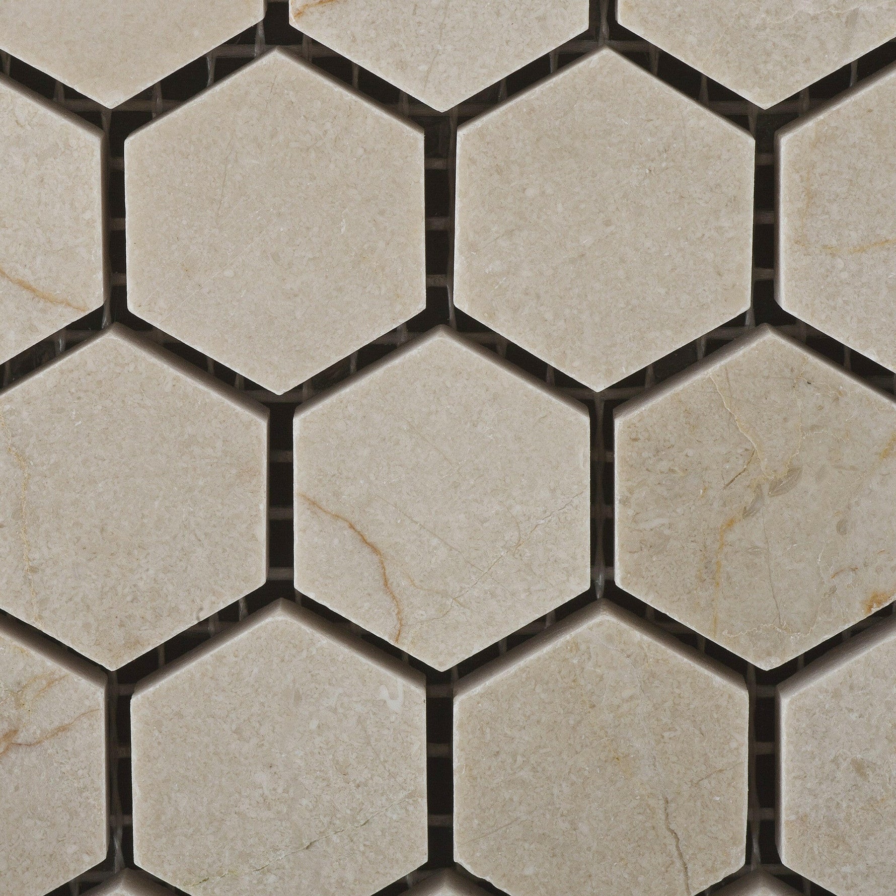 Crema Marfil Marble Honed 1" Mini Hexagon Mosaic Tile-Marble Mosaic-American Tile Depot