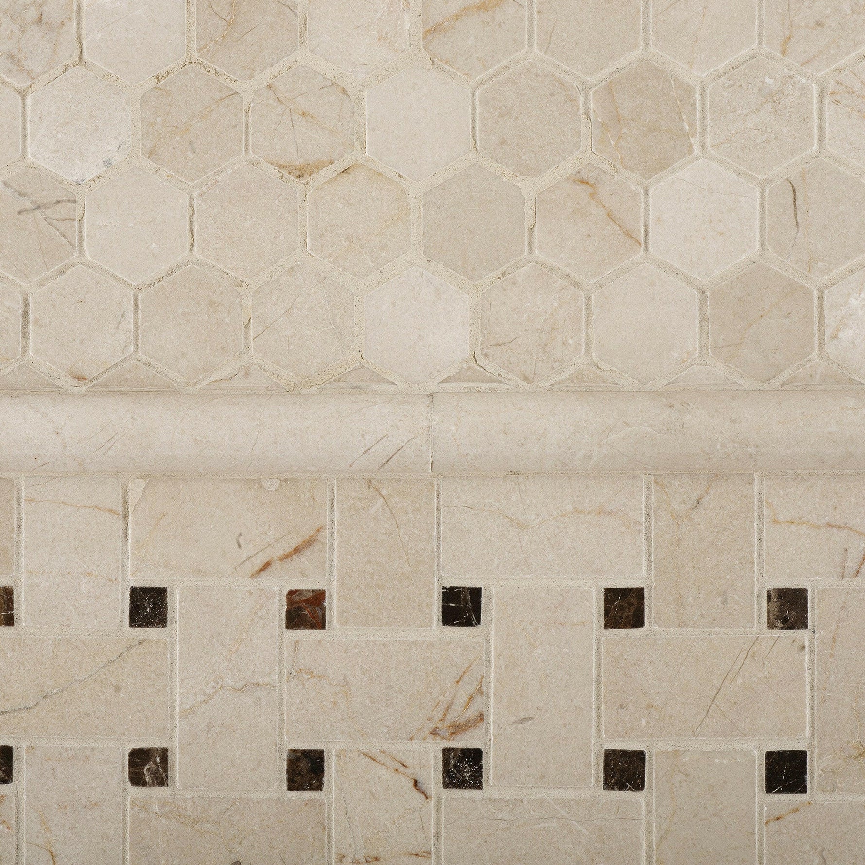 Crema Marfil Marble Honed 1" Mini Hexagon Mosaic Tile-Marble Mosaic-American Tile Depot