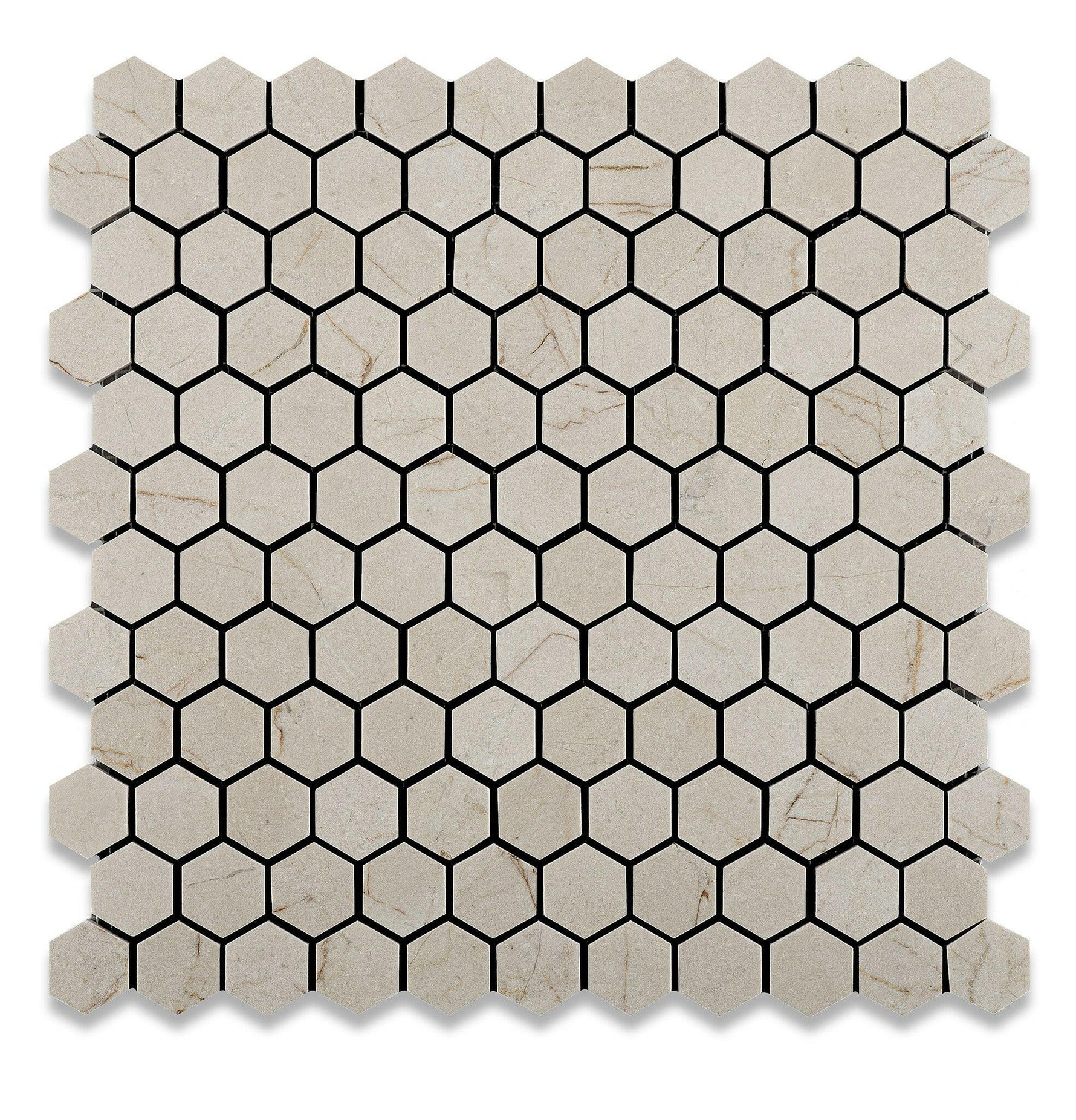 Crema Marfil Marble Honed 1" Mini Hexagon Mosaic Tile-Marble Mosaic-American Tile Depot