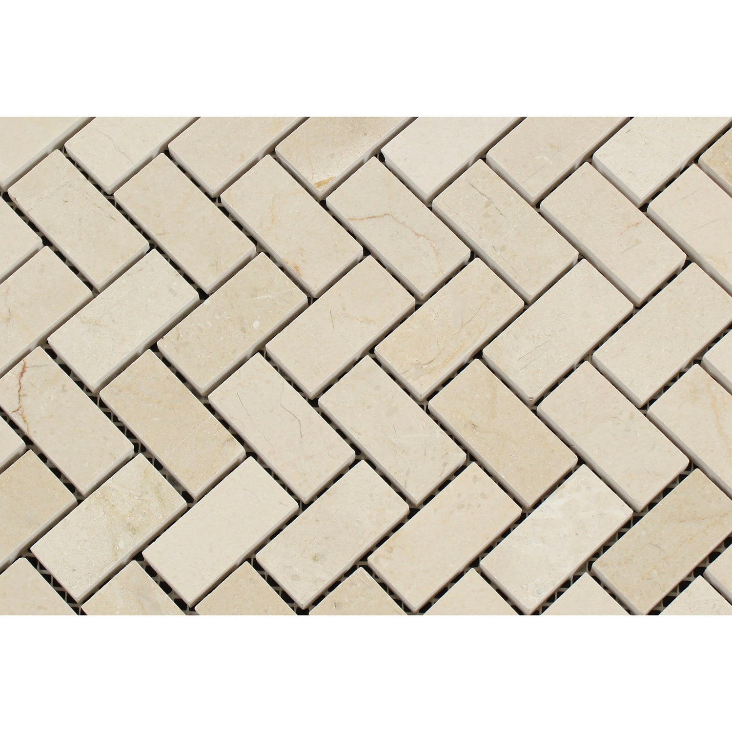 Crema Marfil Marble Honed 1 x 2 Herringbone Mosaic Tile-Marble Mosaic-American Tile Depot