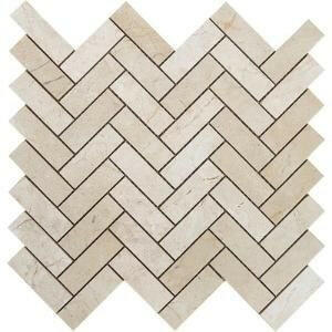 Crema Marfil Marble Honed 1 x 3 Herringbone Mosaic Tile-Marble Mosaic-American Tile Depot