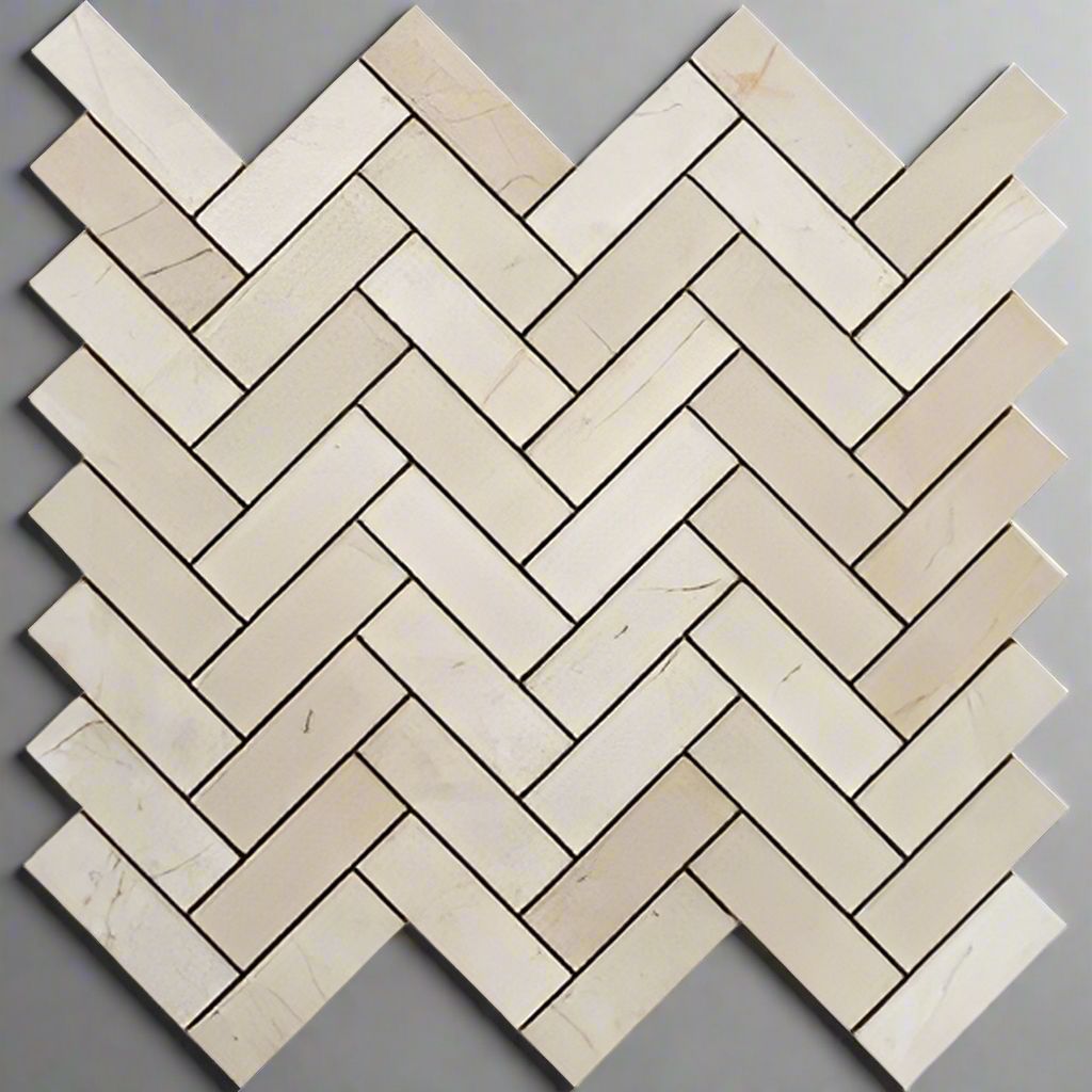 Crema Marfil Marble Honed 1 x 3 Herringbone Mosaic Tile-Marble Mosaic-American Tile Depot