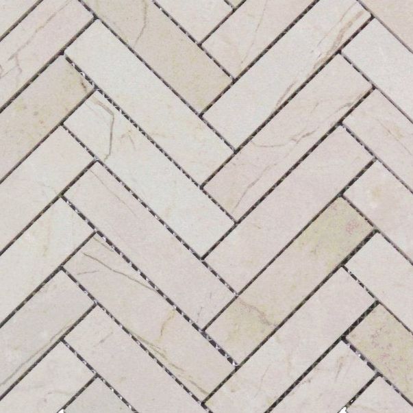 Crema Marfil Marble Honed 1 x 4 Herringbone Mosaic Tile-Marble Mosaic-American Tile Depot