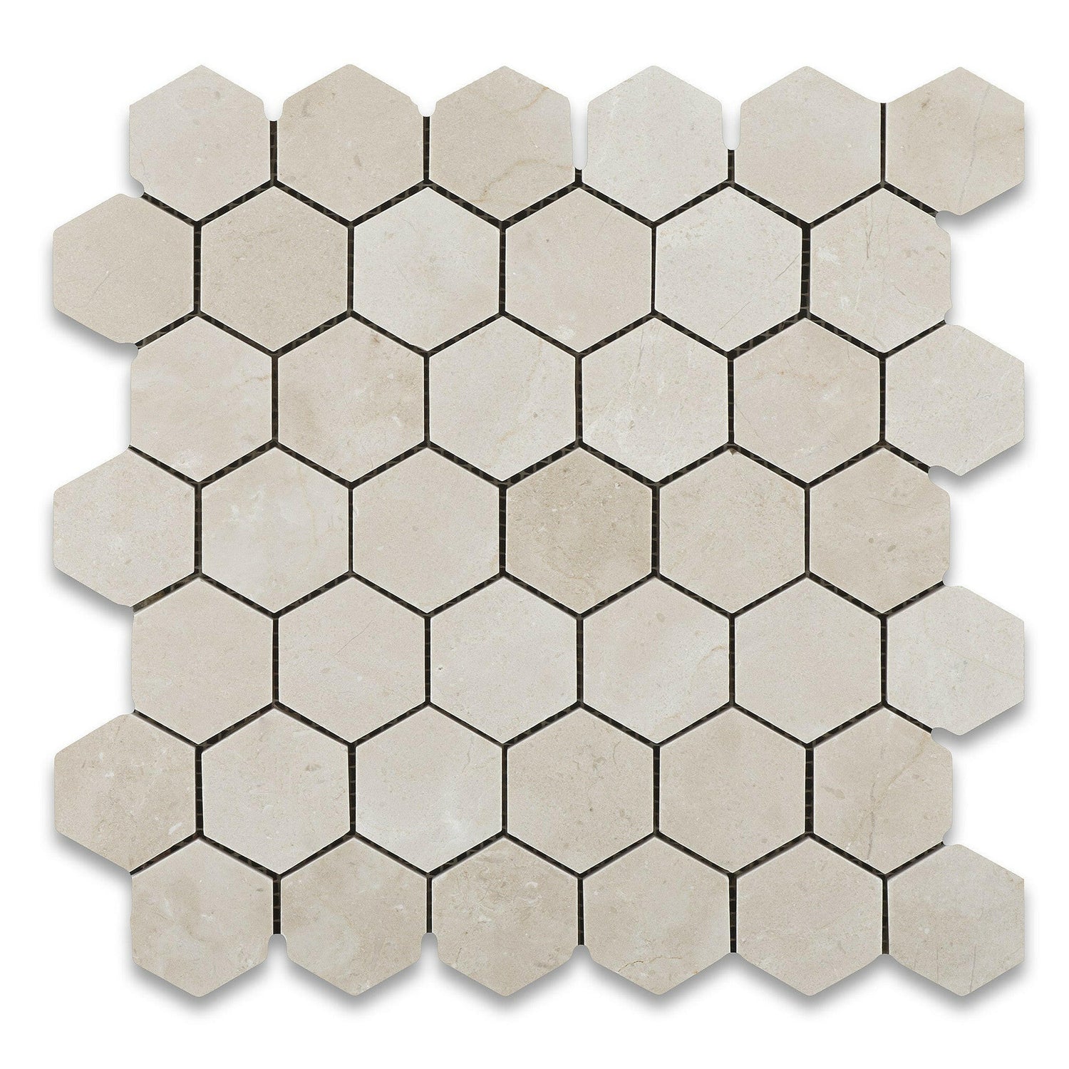 Crema Marfil Marble Honed 2" Hexagon Mosaic Tile-Marble Mosaic-American Tile Depot