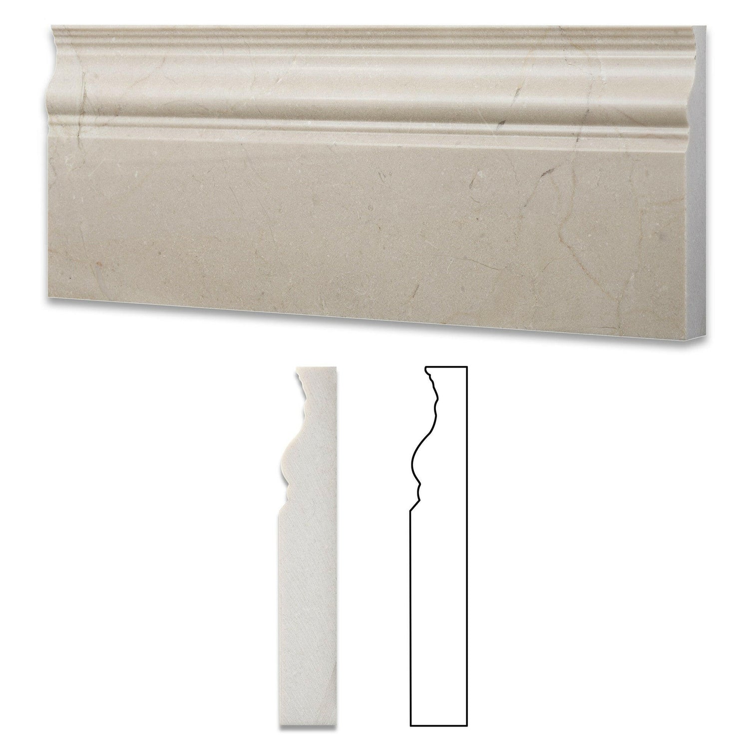 Crema Marfil Marble Honed Baseboard Trim Molding-Marble Molding/Trim-American Tile Depot