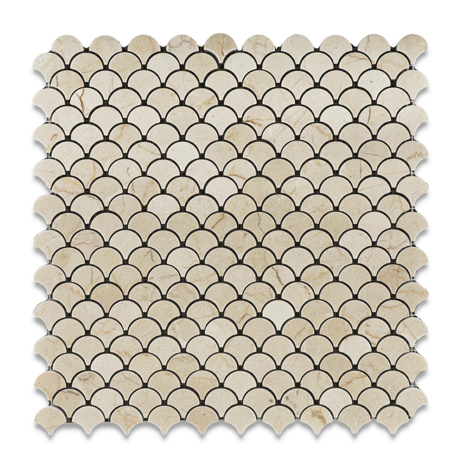 Crema Marfil Marble Honed Fan Mosaic Tile-Marble Mosaic-American Tile Depot