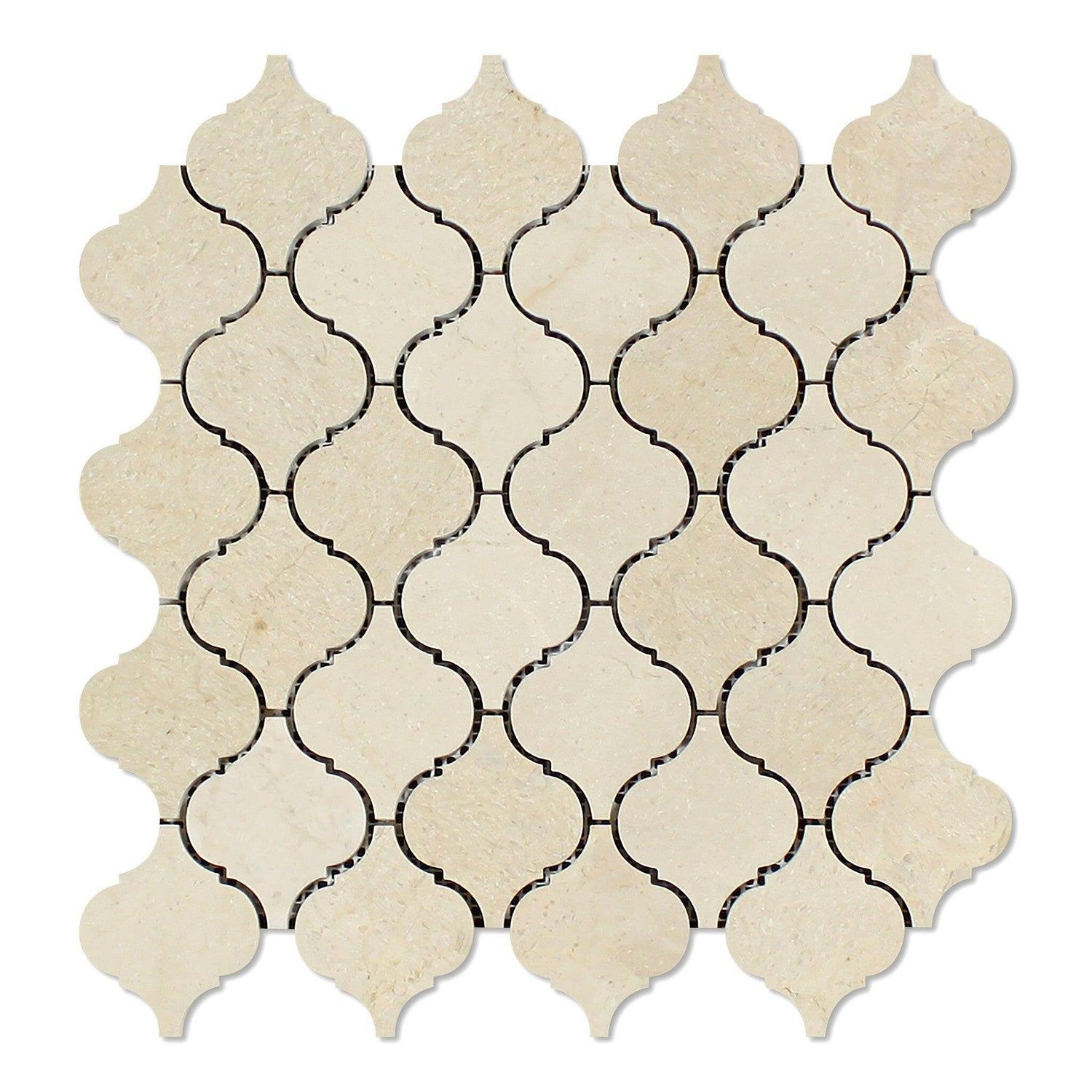 Crema Marfil Marble Honed Lantern Arabesque Mosaic Tile-Marble Mosaic-American Tile Depot