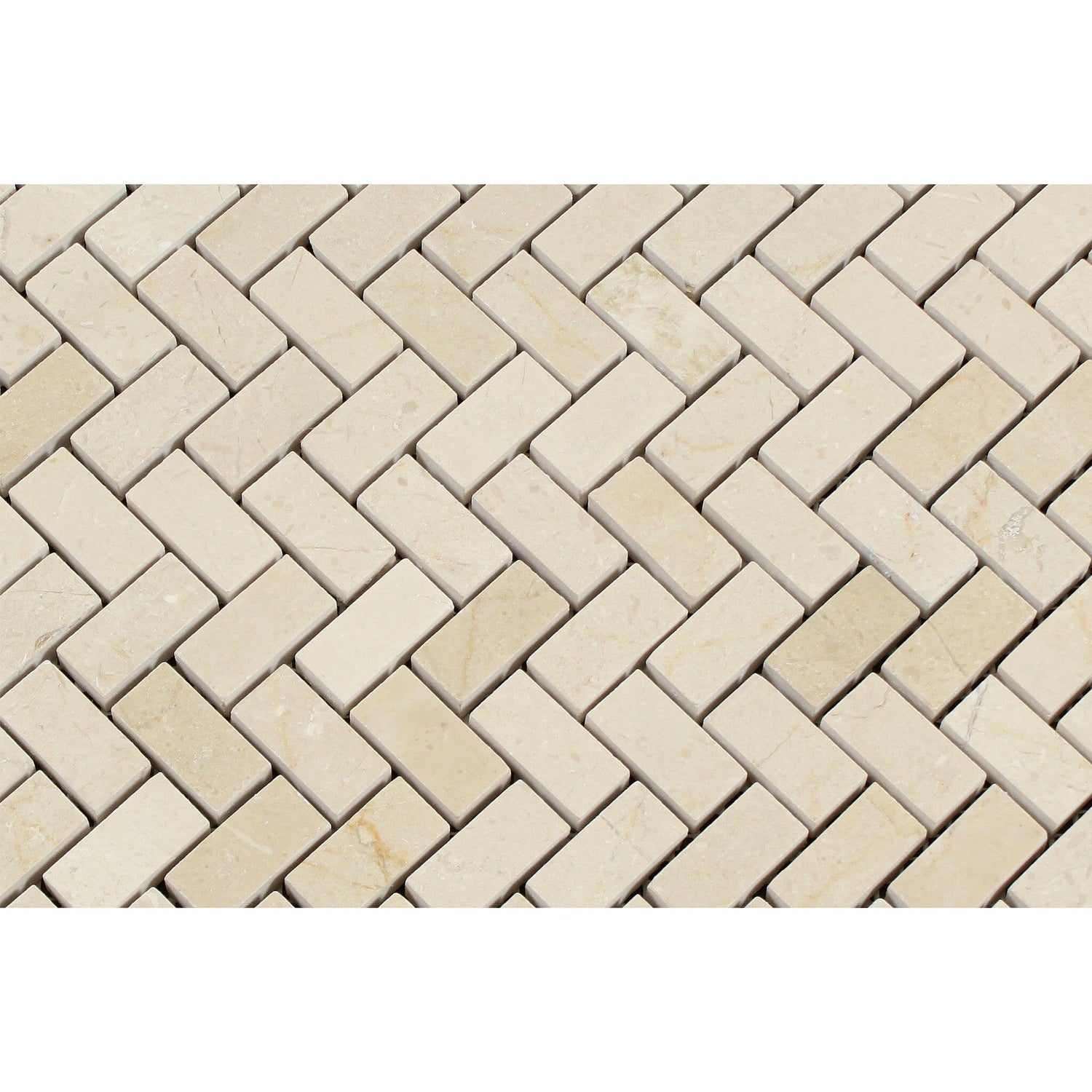 Crema Marfil Marble Honed Mini Herringbone Mosaic Tile-Marble Mosaic-American Tile Depot