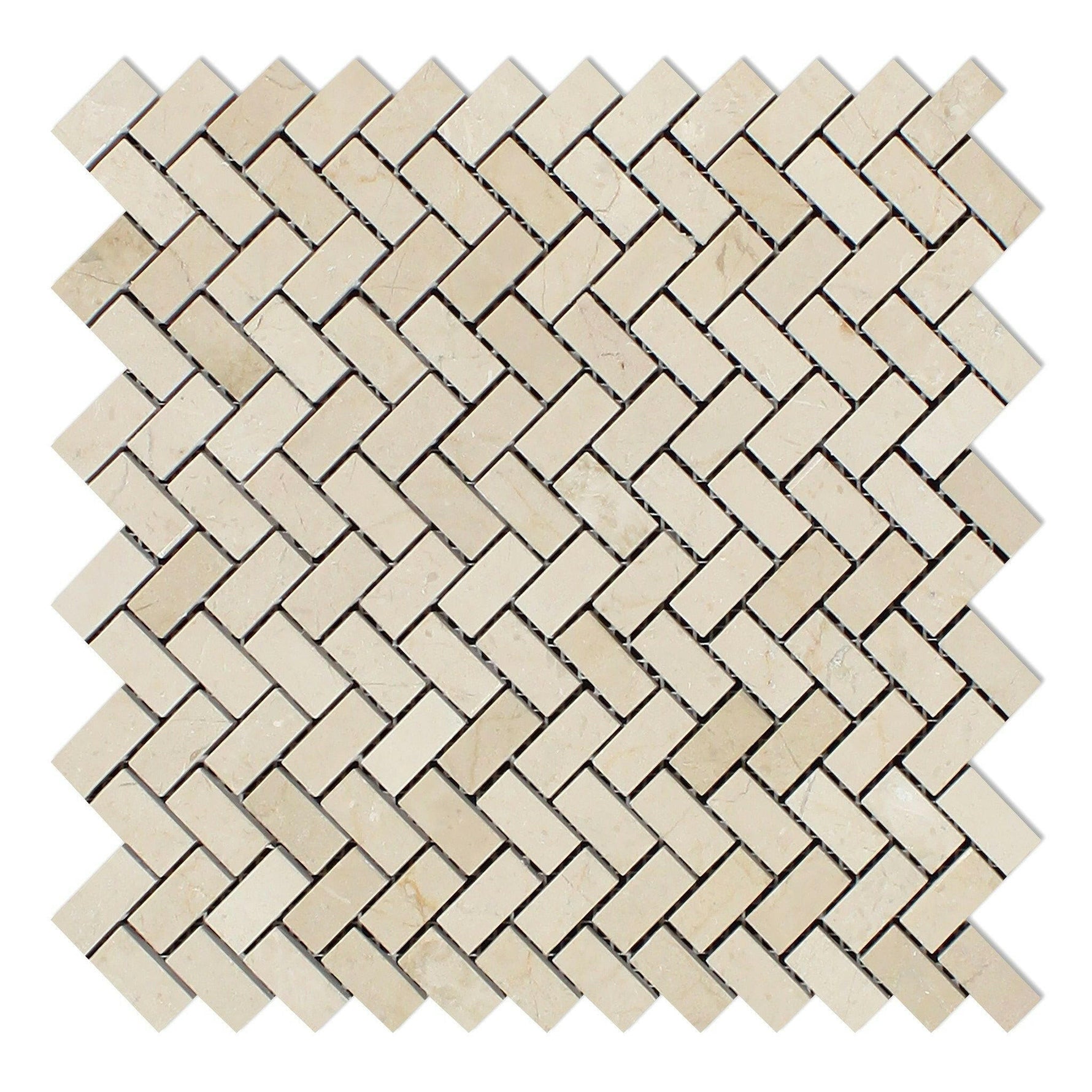 Crema Marfil Marble Honed Mini Herringbone Mosaic Tile-Marble Mosaic-American Tile Depot