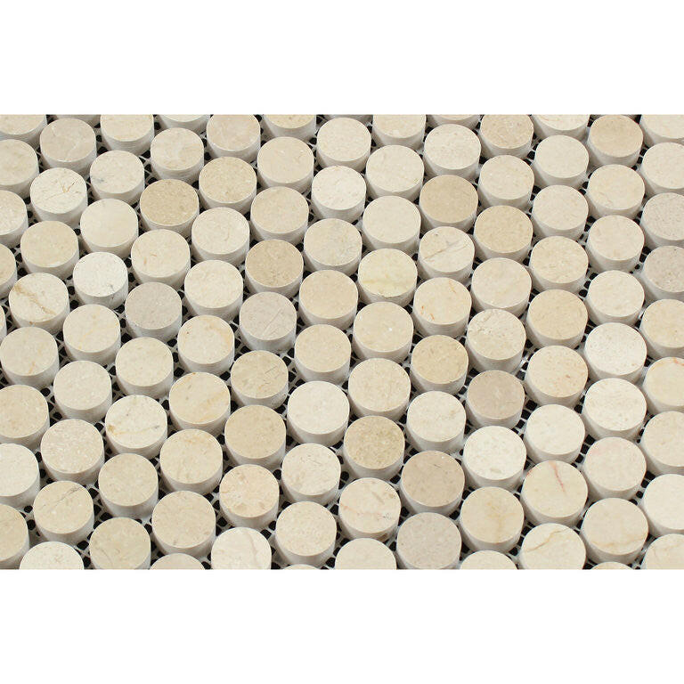 Crema Marfil Marble Honed Penny Round Mosaic Tile-Marble Mosaic-American Tile Depot