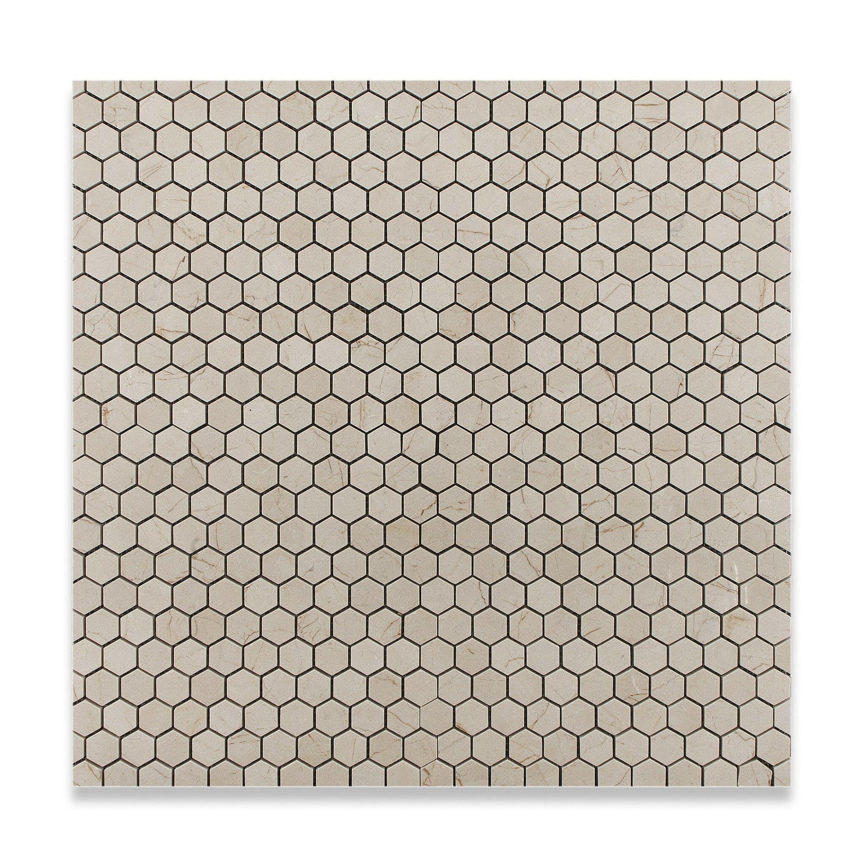 Crema Marfil Marble Polished 1" Mini Hexagon Mosaic Tile-Marble Mosaic-American Tile Depot