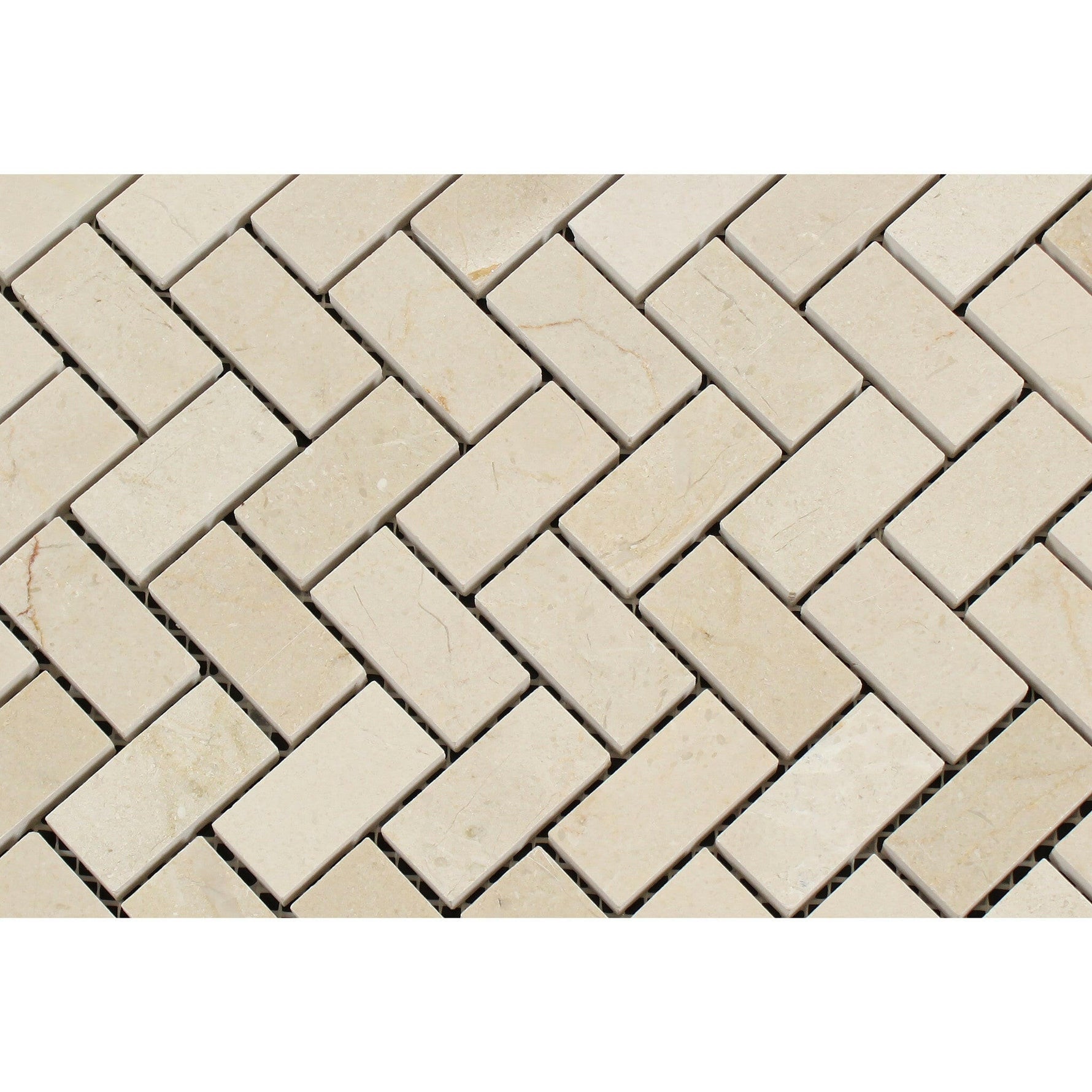 Crema Marfil Marble Polished 1 x 2 Herringbone Mosaic Tile-Marble Mosaic-American Tile Depot