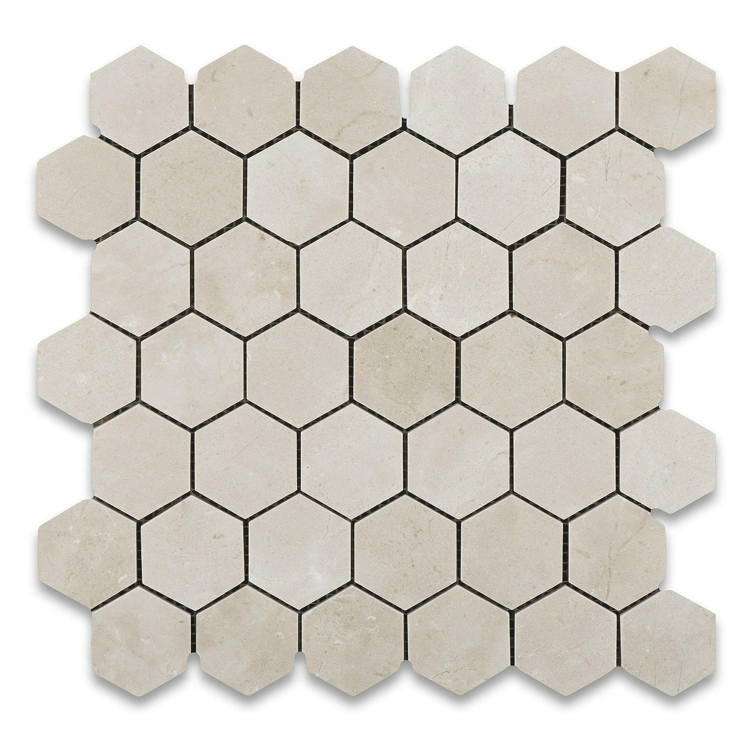 Crema Marfil Marble Polished 2" Hexagon Mosaic Tile-Marble Mosaic-American Tile Depot