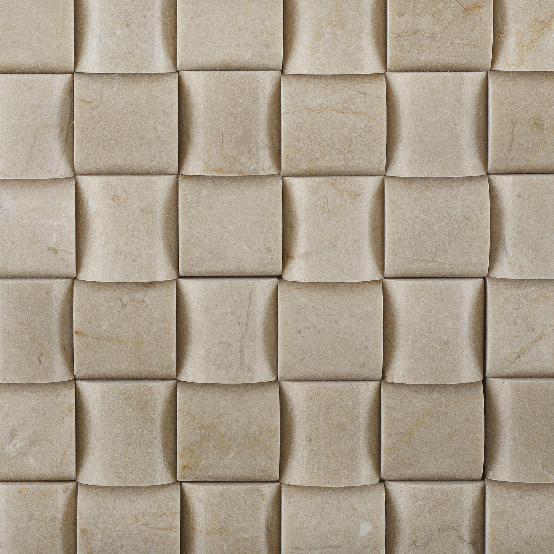 Crema Marfil Marble Polished 3D Small Bread Mosaic Tile-Marble Mosaic-American Tile Depot