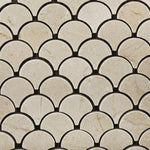 Crema Marfil Marble Polished Fan Mosaic Tile-Marble Mosaic-American Tile Depot