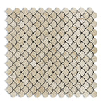 Crema Marfil Marble Polished Fan Mosaic Tile-Marble Mosaic-American Tile Depot