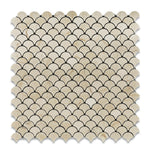 Crema Marfil Marble Polished Fan Mosaic Tile-Marble Mosaic-American Tile Depot