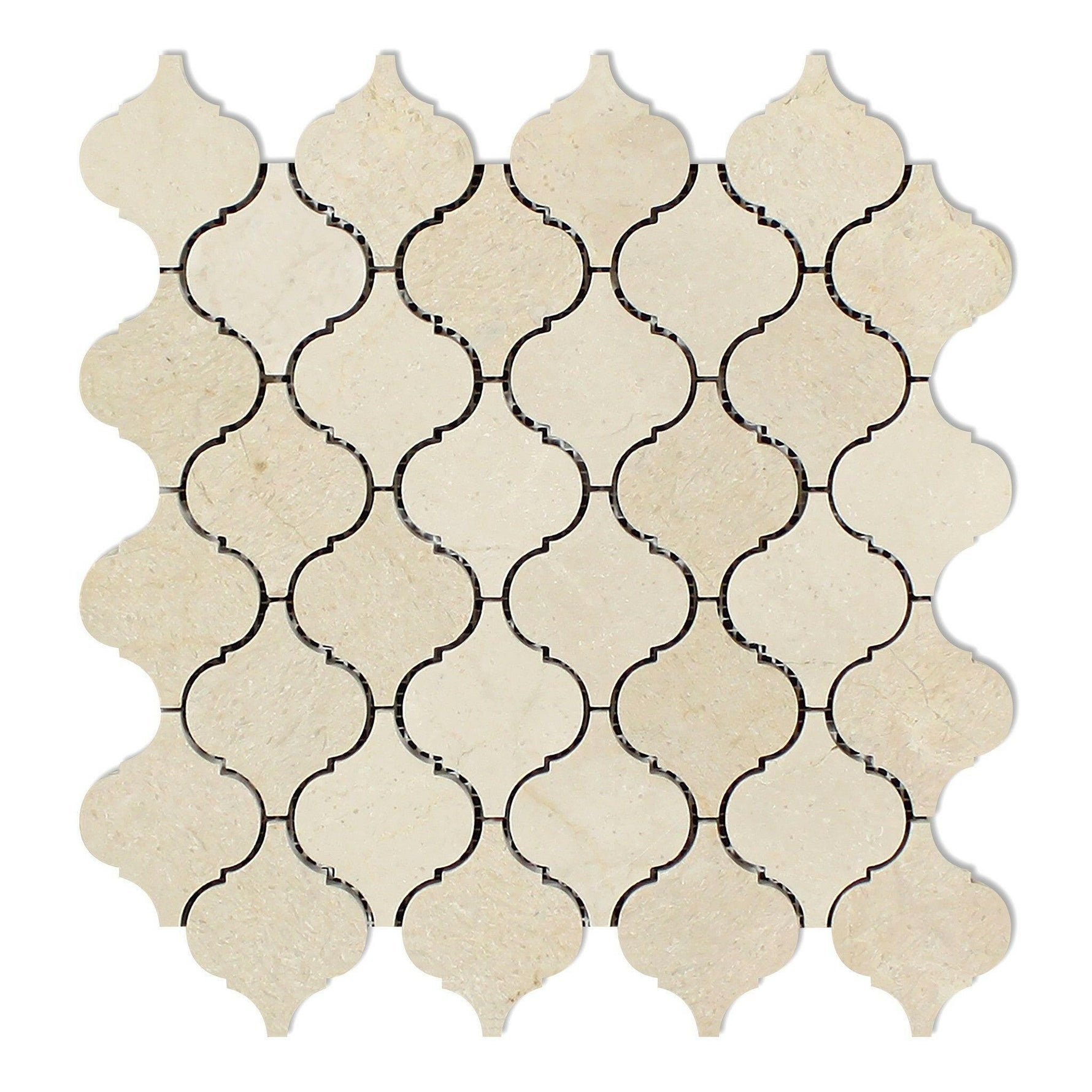 Crema Marfil Marble Polished Lantern Arabesque Mosaic Tile-Marble Mosaic-American Tile Depot