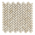 Crema Marfil Marble Polished Mini Herringbone Mosaic Tile-Marble Mosaic-American Tile Depot