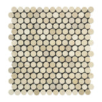 Crema Marfil Marble Polished Penny Round Mosaic Tile-Marble Mosaic-American Tile Depot