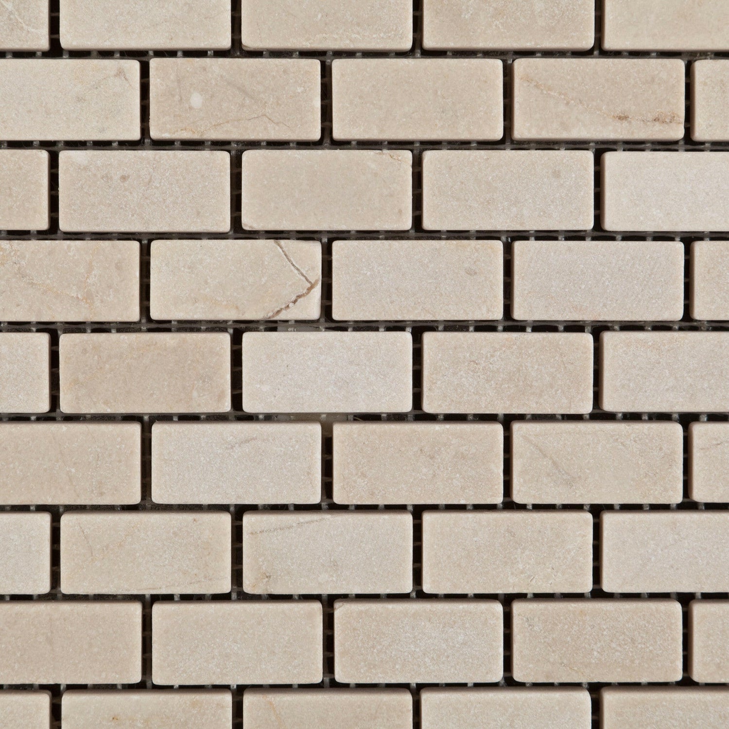 Crema Marfil Marble Tumbled Baby Brick Mosaic Tile-Marble Mosaic-American Tile Depot