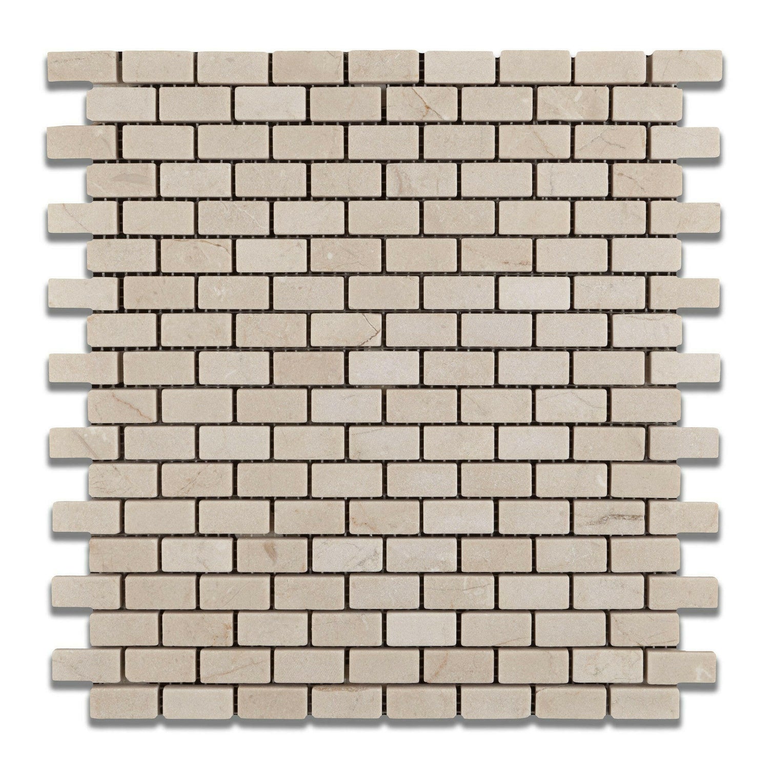 Crema Marfil Marble Tumbled Baby Brick Mosaic Tile-Marble Mosaic-American Tile Depot