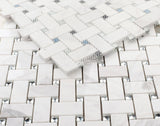 Precious Stone Cross White Basketweave Mosaic Wall Tile