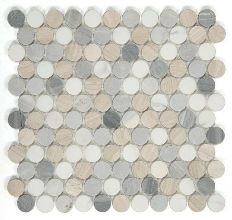 Curvus Blue Circular Marble Mosaic Tile-Marble Mosaic-American Tile Depot