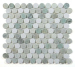 Curvus Green Honed Circular Marble Mosaic Tile-Marble Mosaic-American Tile Depot