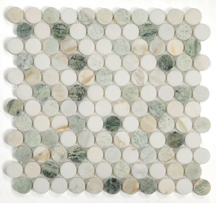 Curvus Spring Polished Circular Marble Mosaic Tile-Marble Mosaic-American Tile Depot