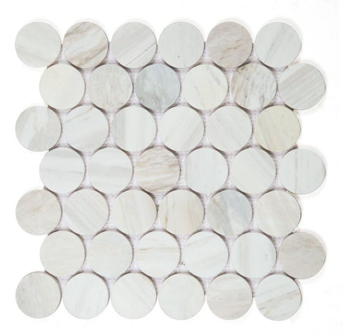 2 x 2 Curvus Eura Large Honed Circular Marble Mosaic Tile