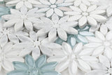 Aster Blue Flower Glass Mosaic Wall Tile