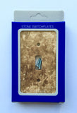 Walnut Travertine Single Toggle Switch Wall Plate / Switch Plate / Cover - Honed