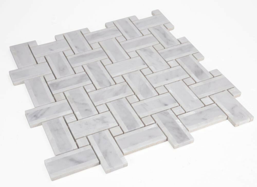 Diana Cross Carrara Basketweave Mosaic Wall Tile-Mixed Mosaic-American Tile Depot