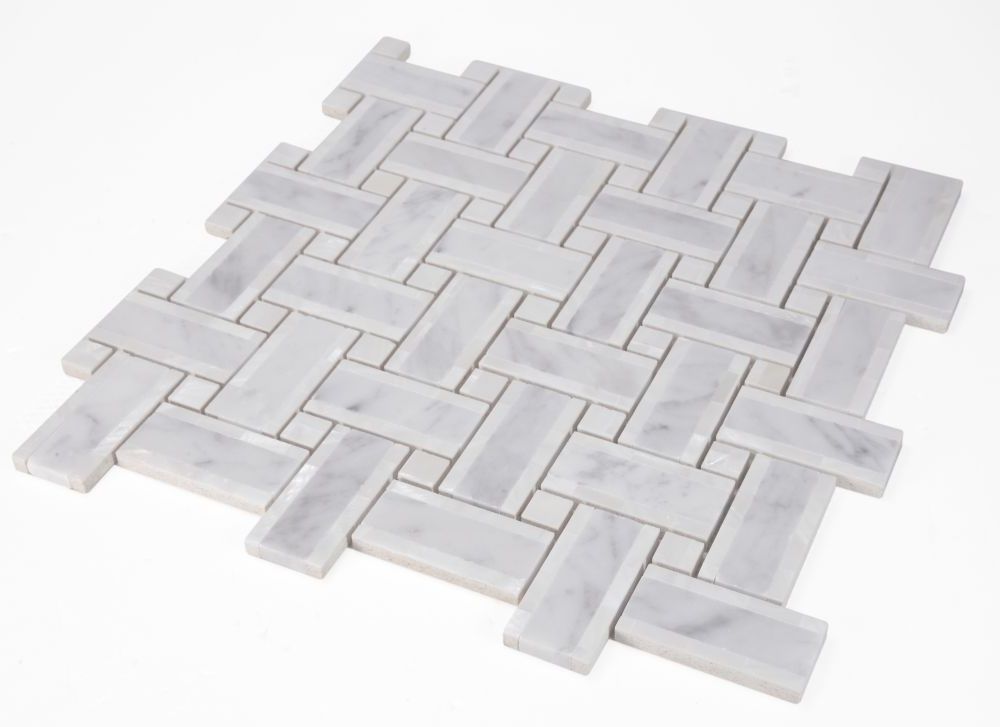 Diana Cross Carrara Basketweave Mosaic Wall Tile-Mixed Mosaic-American Tile Depot