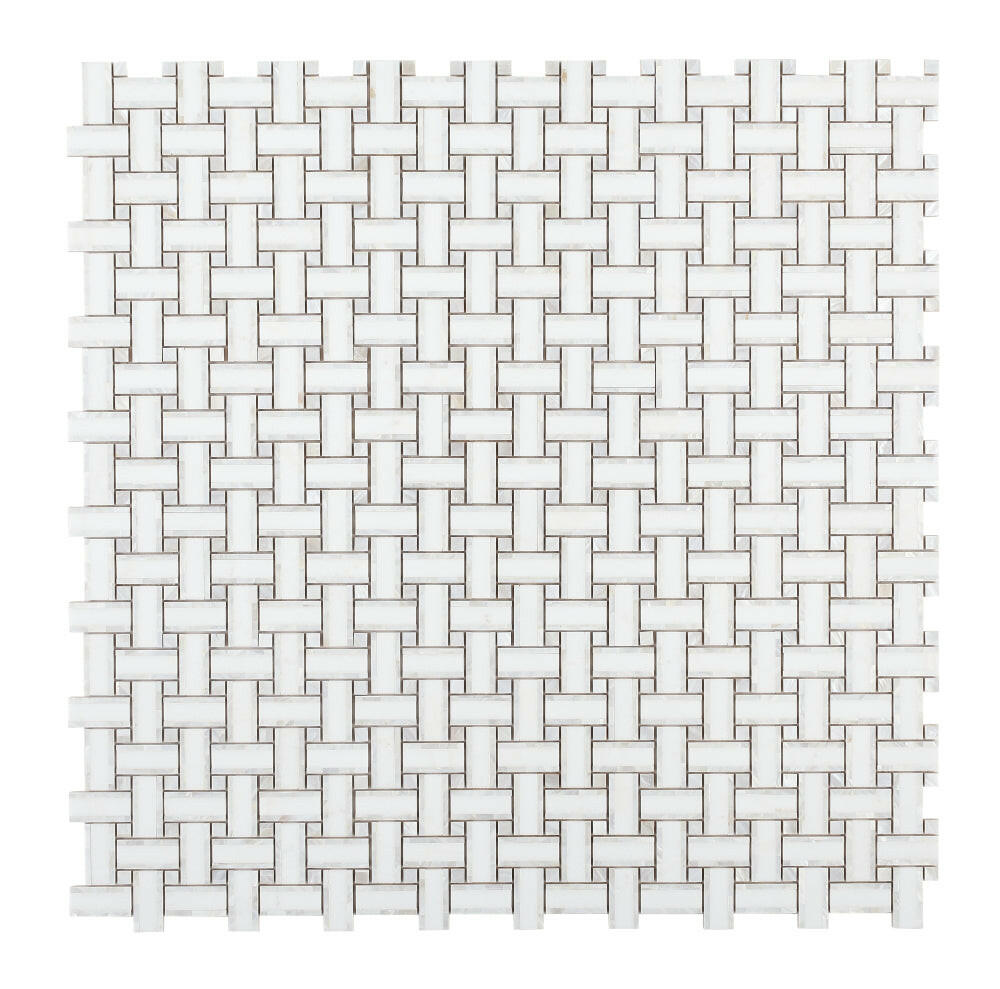 Diana Cross Thassos Basketweave Mosaic Wall Tile-Mixed Mosaic-American Tile Depot