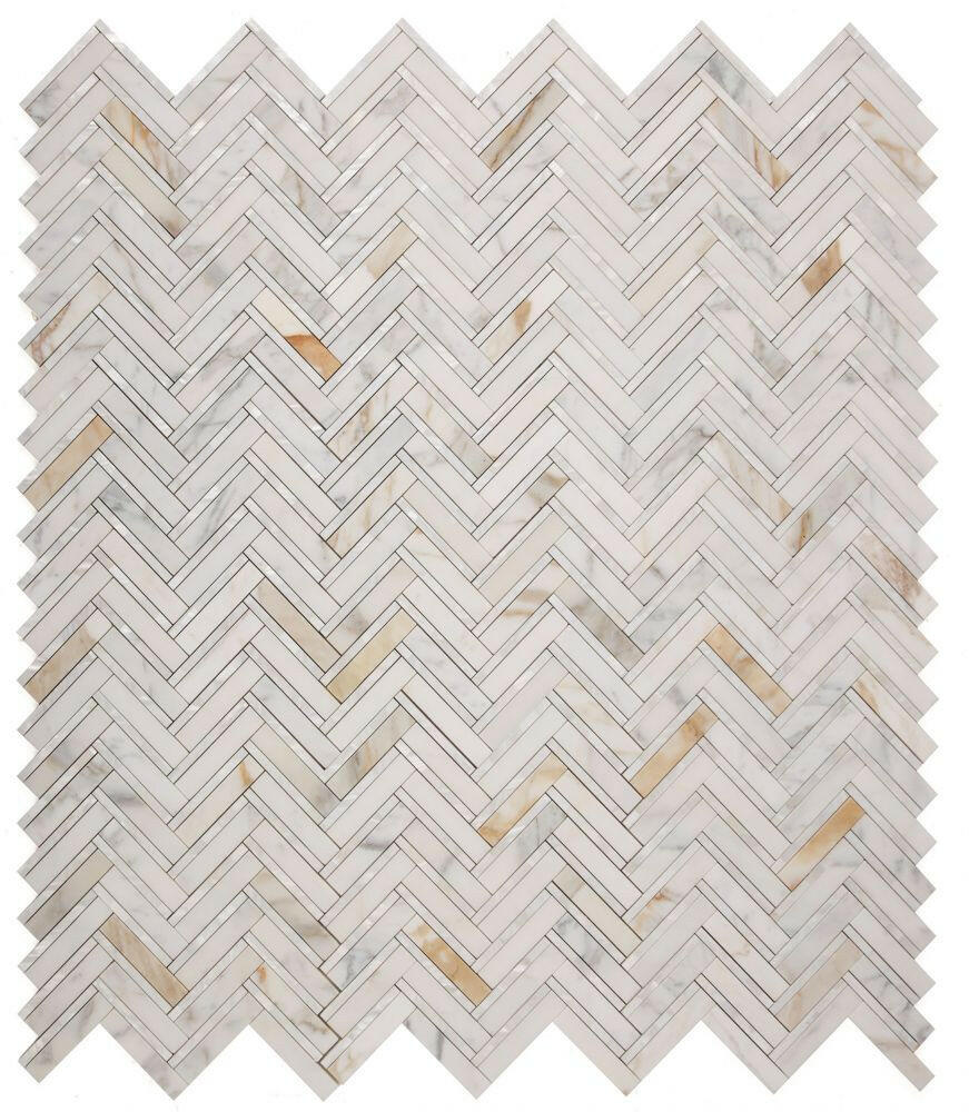 Diana Herringbone Calacatta Mosaic Wall Tile-Mixed Mosaic-American Tile Depot