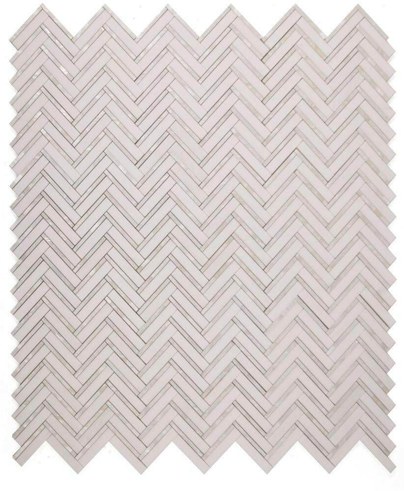 Diana Herringbone Thassos Mosaic Wall Tile-Mixed Mosaic-American Tile Depot