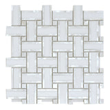 Sample of Diana Cross Thassos Basketweave Mosaic Wall Tile-Sample-American Tile Depot