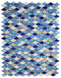 Fish Scale Blue Glossy Porcelain Mosaic Tile