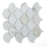 Fish Scale Calacatta Gold Honed Marble Mosaic Tile