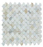Fish Scale Calacatta Gold Honed Marble Mosaic Tile