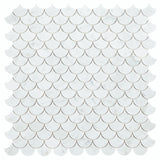 Fish Scale Carrara Polished Marble Mosaic Tile