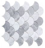 Fish Scale Dusk Polished Marble Mosaic Tile